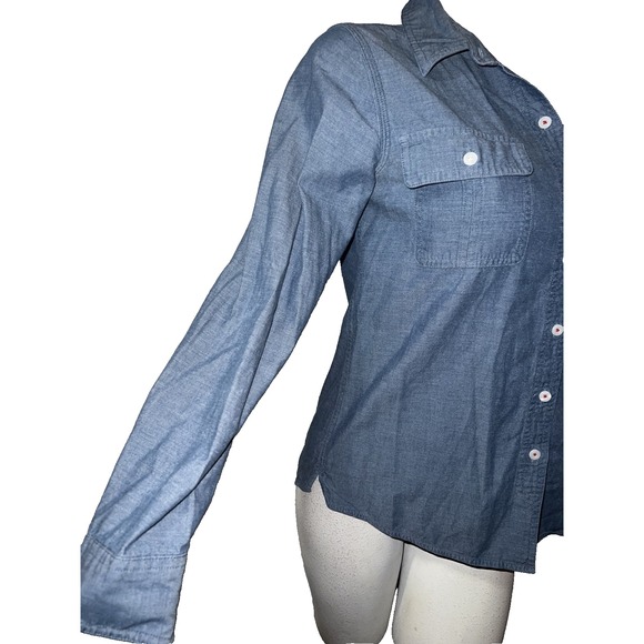 Patagonia Top Organic Cotton Chambray Button Shirt Women's 2 XS Blue Long Sleeve - Picture 4 of 8